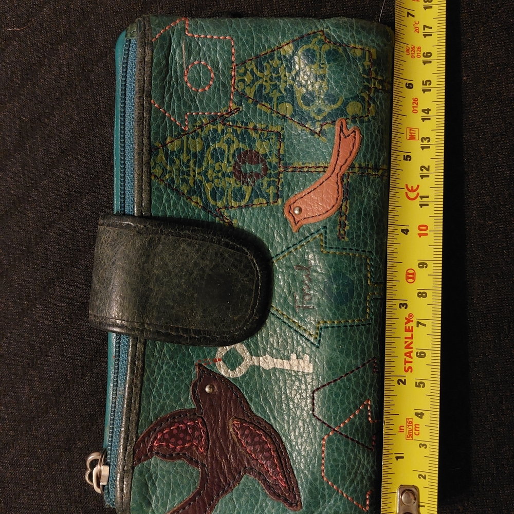 Fossil Green And Blue (Teal) Wallet with Bird And Key Design